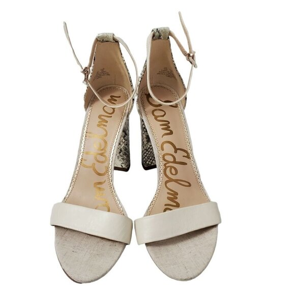 Sam Edelman Womens Sandals 10 Yaro Animal Print Ankle Strap Block Heels Leather - Picture 2 of 11